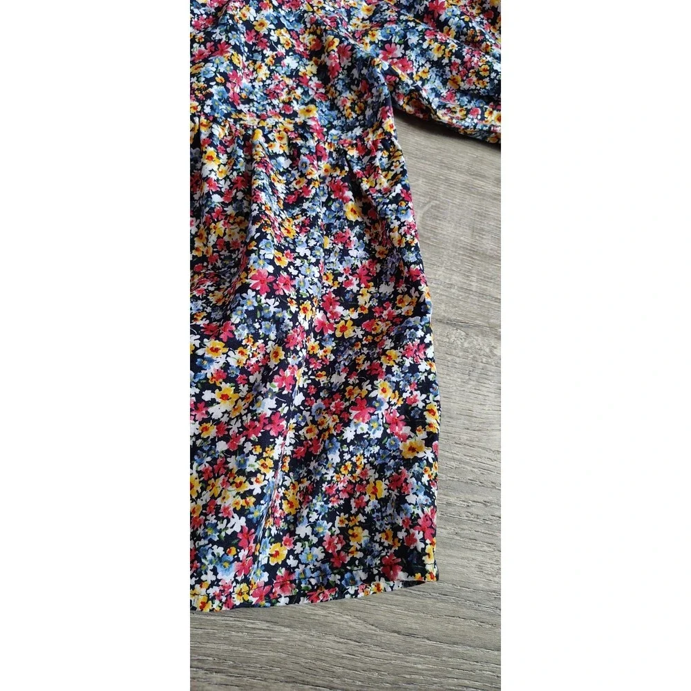 Floral Babydoll Blouse Women's XL Oversized Fit Puff Sleeves Cotton Gap/Old Navy